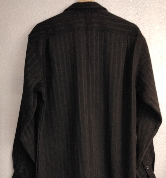 Men's Black Pinstripe Wool Blend Shirt/Jacket.   See Measurements - Picture 3 of 4